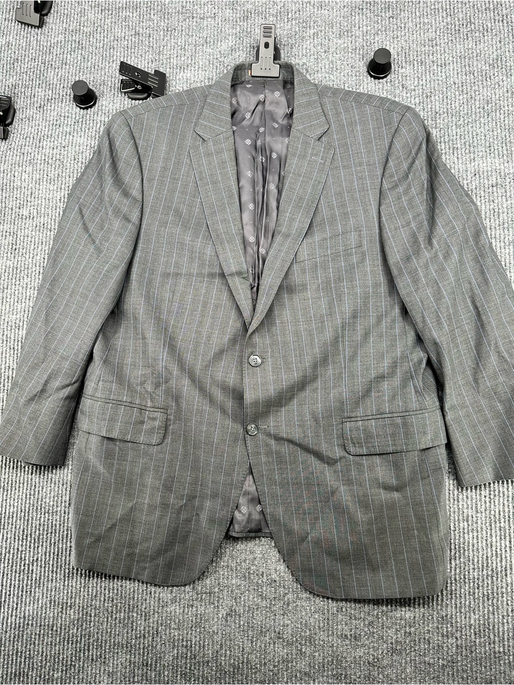 Peter Millar Simon Gray Pinstripe Wool Sport Coat Blazer 48R